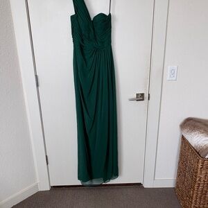 Dessy Collection One Shoulder Green Dress